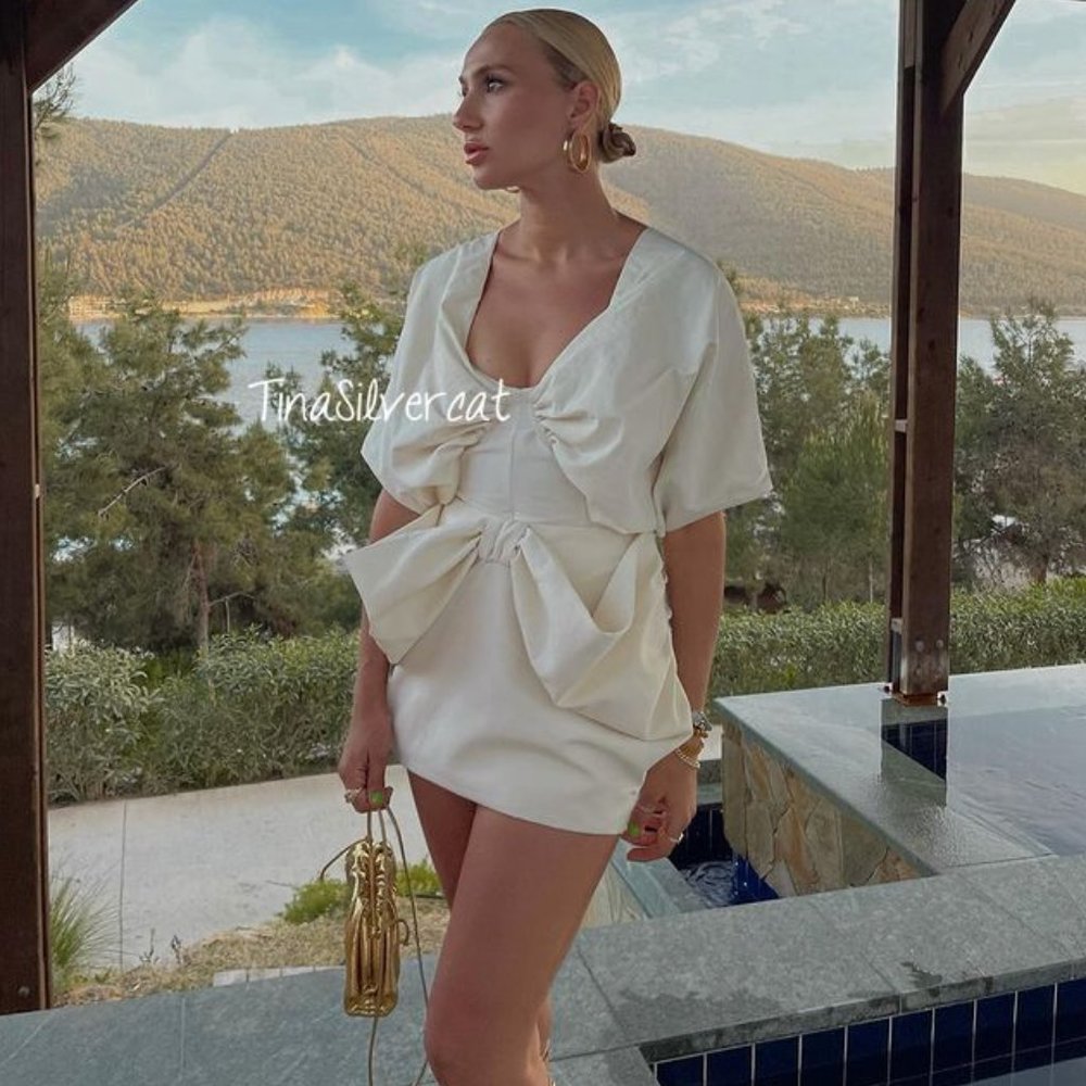 BLOGGER'S FAVE! Zara Voluminous Mini Skirt White Sz XS NWT - Picture 3 of 17